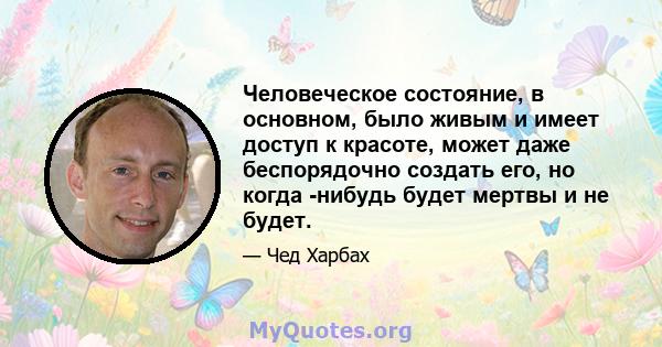 Человеческое состояние, в основном, было живым и имеет доступ к красоте, может даже беспорядочно создать его, но когда -нибудь будет мертвы и не будет.