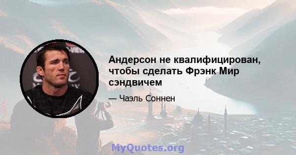 Андерсон не квалифицирован, чтобы сделать Фрэнк Мир сэндвичем