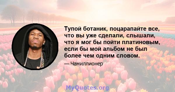 Тупой ботаник, поцарапайте все, что вы уже сделали, слышали, что я мог бы пойти платиновым, если бы мой альбом не был более чем одним словом.