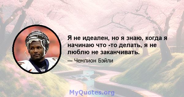 Я не идеален, но я знаю, когда я начинаю что -то делать, я не люблю не заканчивать.