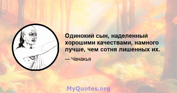 Одинокий сын, наделенный хорошими качествами, намного лучше, чем сотня лишенных их.