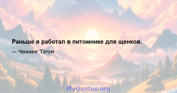 Раньше я работал в питомнике для щенков.