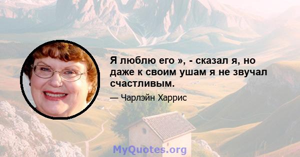 Я люблю его », - сказал я, но даже к своим ушам я не звучал счастливым.