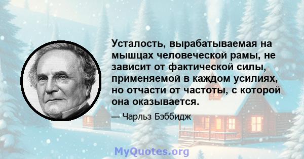 Усталость, вырабатываемая на мышцах человеческой рамы, не зависит от фактической силы, применяемой в каждом усилиях, но отчасти от частоты, с которой она оказывается.