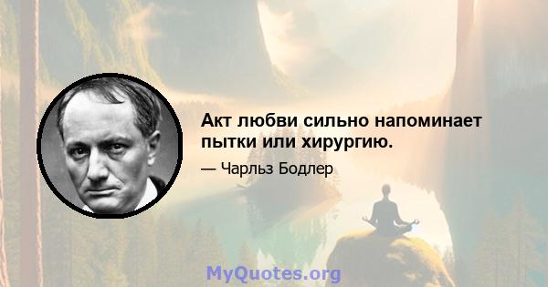 Акт любви сильно напоминает пытки или хирургию.