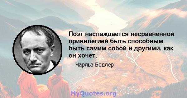 Поэт наслаждается несравненной привилегией быть способным быть самим собой и другими, как он хочет.