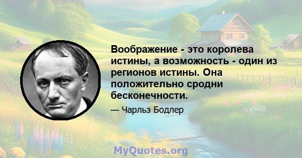 Воображение - это королева истины, а возможность - один из регионов истины. Она положительно сродни бесконечности.