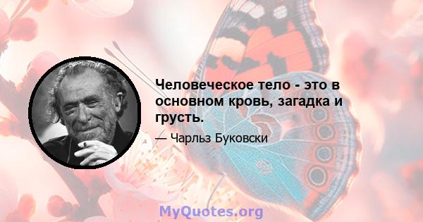 Человеческое тело - это в основном кровь, загадка и грусть.