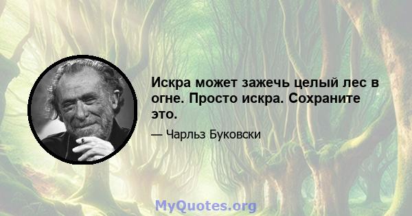 Искра может зажечь целый лес в огне. Просто искра. Сохраните это.