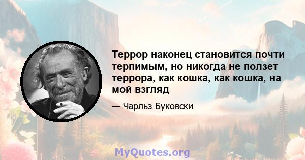 Террор наконец становится почти терпимым, но никогда не ползет террора, как кошка, как кошка, на мой взгляд