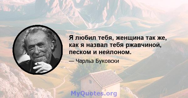 Я любил тебя, женщина так же, как я назвал тебя ржавчиной, песком и нейлоном.