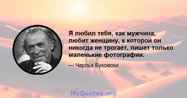 Я любил тебя, как мужчина, любит женщину, к которой он никогда не трогает, пишет только маленькие фотографии.