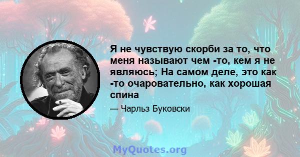 Я не чувствую скорби за то, что меня называют чем -то, кем я не являюсь; На самом деле, это как -то очаровательно, как хорошая спина