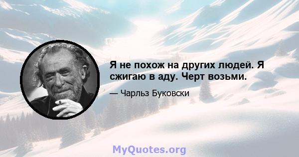 Я не похож на других людей. Я сжигаю в аду. Черт возьми.