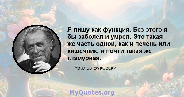 Я пишу как функция. Без этого я бы заболел и умрел. Это такая же часть одной, как и печень или кишечник, и почти такая же гламурная.