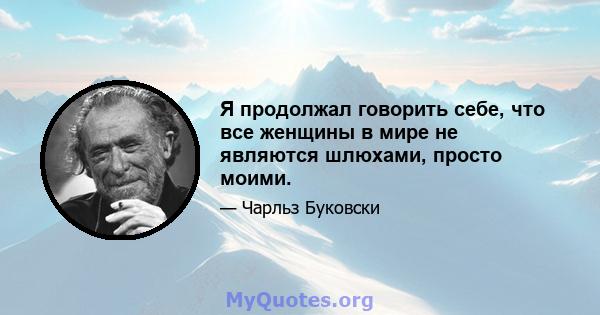 Я продолжал говорить себе, что все женщины в мире не являются шлюхами, просто моими.