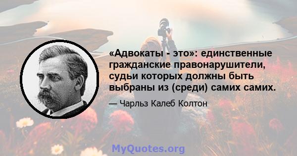 «Адвокаты - это»: единственные гражданские правонарушители, судьи которых должны быть выбраны из (среди) самих самих.