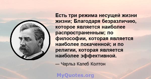 Есть три режима несущей жизни жизни; Благодаря безразличию, которое является наиболее распространенным; по философии, которая является наиболее покаченной; и по религии, которая является наиболее эффективной.