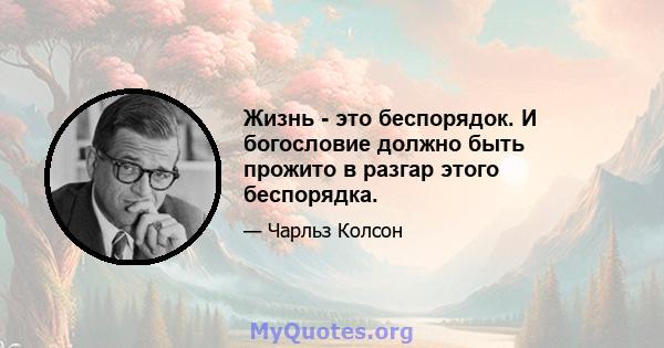 Жизнь - это беспорядок. И богословие должно быть прожито в разгар этого беспорядка.