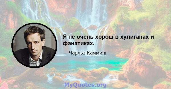 Я не очень хорош в хулиганах и фанатиках.