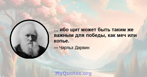 ... ибо щит может быть таким же важным для победы, как меч или копье.