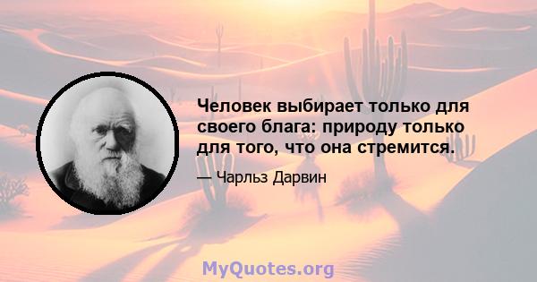 Человек выбирает только для своего блага: природу только для того, что она стремится.