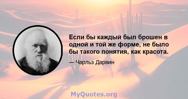 Если бы каждый был брошен в одной и той же форме, не было бы такого понятия, как красота.