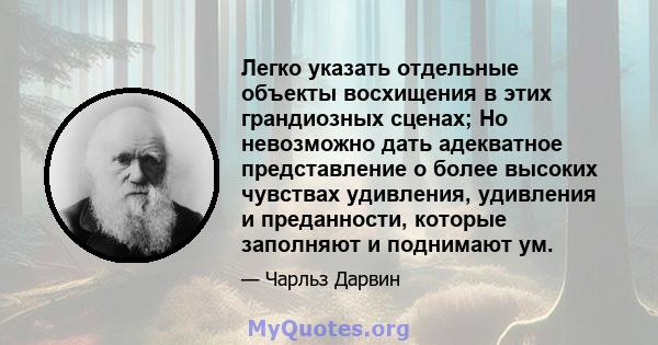 Легко указать отдельные объекты восхищения в этих грандиозных сценах; Но невозможно дать адекватное представление о более высоких чувствах удивления, удивления и преданности, которые заполняют и поднимают ум.