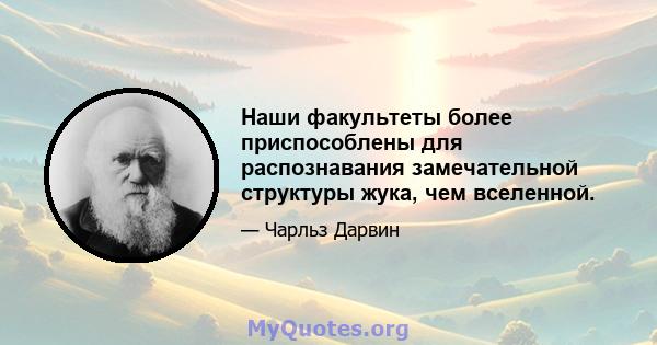 Наши факультеты более приспособлены для распознавания замечательной структуры жука, чем вселенной.