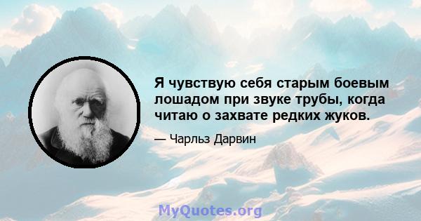 Я чувствую себя старым боевым лошадом при звуке трубы, когда читаю о захвате редких жуков.