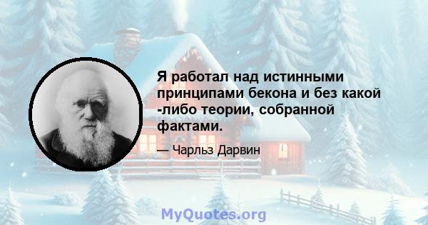 Я работал над истинными принципами бекона и без какой -либо теории, собранной фактами.