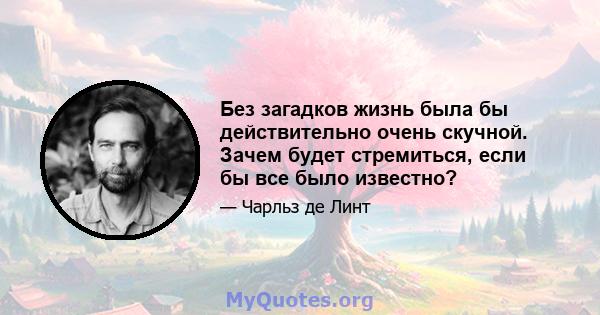 Без загадков жизнь была бы действительно очень скучной. Зачем будет стремиться, если бы все было известно?