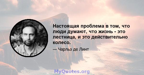 Настоящая проблема в том, что люди думают, что жизнь - это лестница, и это действительно колесо.