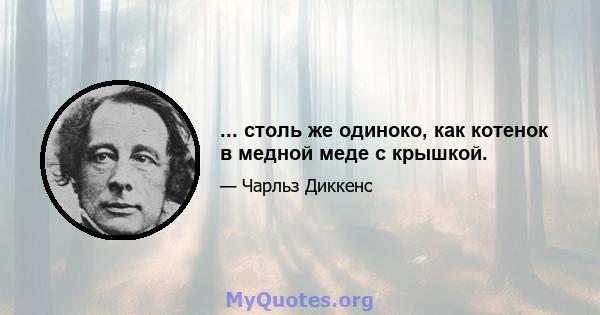 ... столь же одиноко, как котенок в медной меде с крышкой.