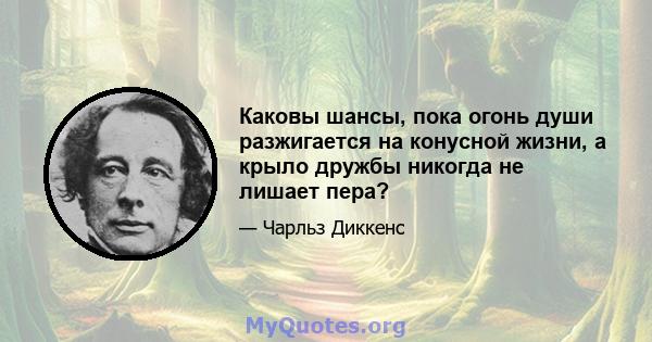 Каковы шансы, пока огонь души разжигается на конусной жизни, а крыло дружбы никогда не лишает пера?