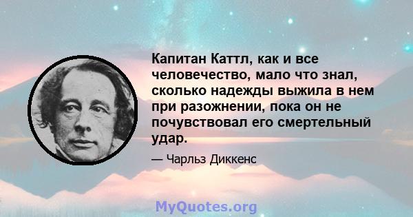 Капитан Каттл, как и все человечество, мало что знал, сколько надежды выжила в нем при разожнении, пока он не почувствовал его смертельный удар.