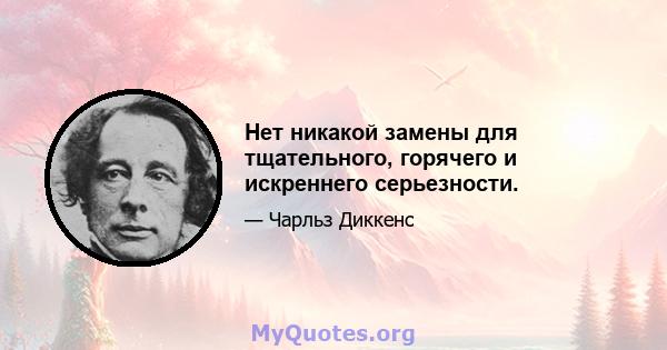 Нет никакой замены для тщательного, горячего и искреннего серьезности.