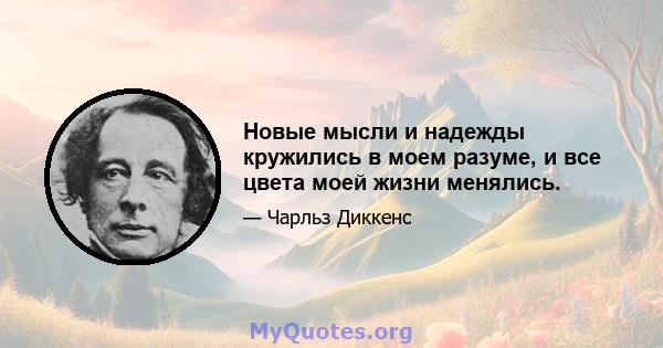 Новые мысли и надежды кружились в моем разуме, и все цвета моей жизни менялись.