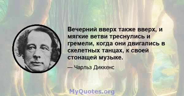 Вечерний вверх также вверх, и мягкие ветви треснулись и гремели, когда они двигались в скелетных танцах, к своей стонащей музыке.