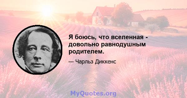 Я боюсь, что вселенная - довольно равнодушным родителем.