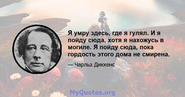 Я умру здесь, где я гулял. И я пойду сюда, хотя я нахожусь в могиле. Я пойду сюда, пока гордость этого дома не смирена.