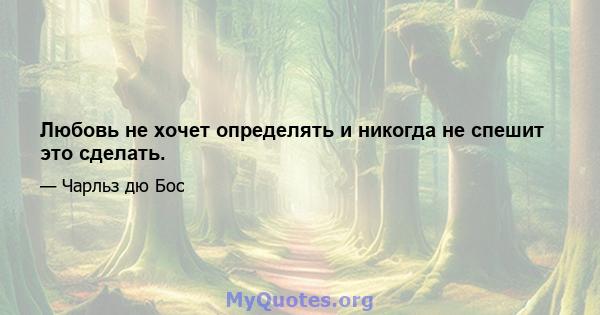 Любовь не хочет определять и никогда не спешит это сделать.