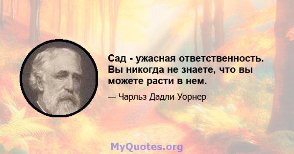 Сад - ужасная ответственность. Вы никогда не знаете, что вы можете расти в нем.