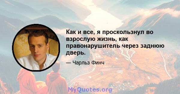 Как и все, я проскользнул во взрослую жизнь, как правонарушитель через заднюю дверь.