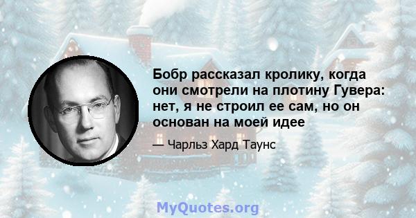 Бобр рассказал кролику, когда они смотрели на плотину Гувера: нет, я не строил ее сам, но он основан на моей идее