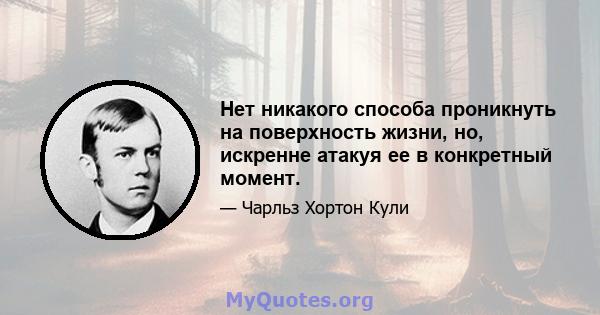 Нет никакого способа проникнуть на поверхность жизни, но, искренне атакуя ее в конкретный момент.