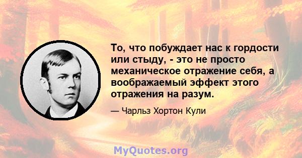 То, что побуждает нас к гордости или стыду, - это не просто механическое отражение себя, а воображаемый эффект этого отражения на разум.