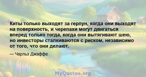 Киты только выходят за герпун, когда они выходят на поверхность, и черепахи могут двигаться вперед только тогда, когда они вытягивают шею, но инвесторы сталкиваются с риском, независимо от того, что они делают.