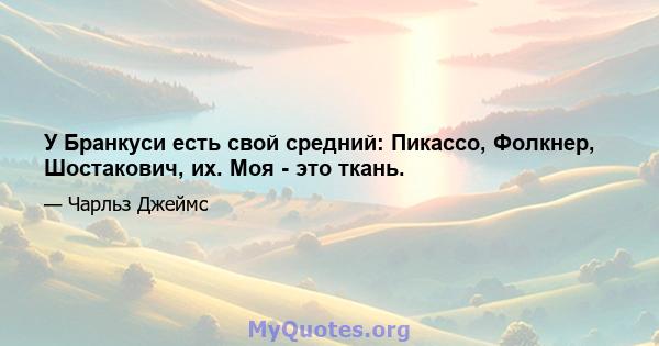 У Бранкуси есть свой средний: Пикассо, Фолкнер, Шостакович, их. Моя - это ткань.