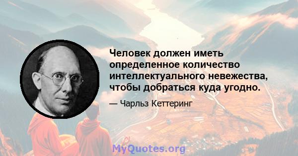 Человек должен иметь определенное количество интеллектуального невежества, чтобы добраться куда угодно.